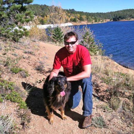SW Hammond with his dog Yawkey at the Catamounts on Pikes Peak.