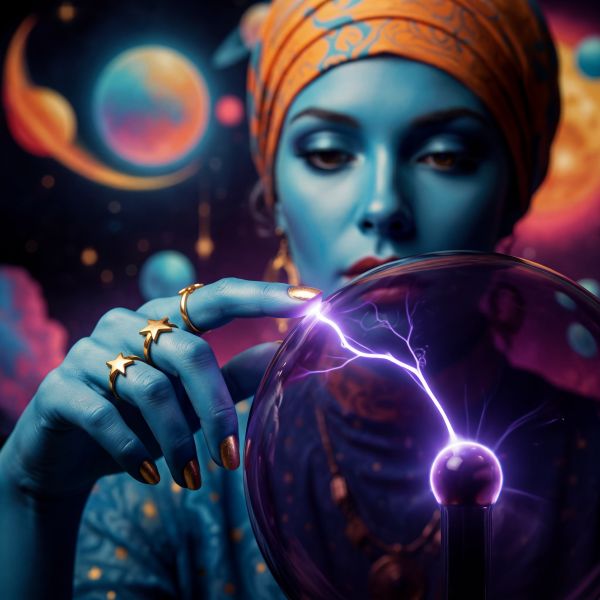 Intro image for the article. Ananke with her finger on a plasma globe, a single strong current rushing toward her.